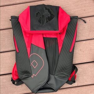 DeMarini red and black softball backpack